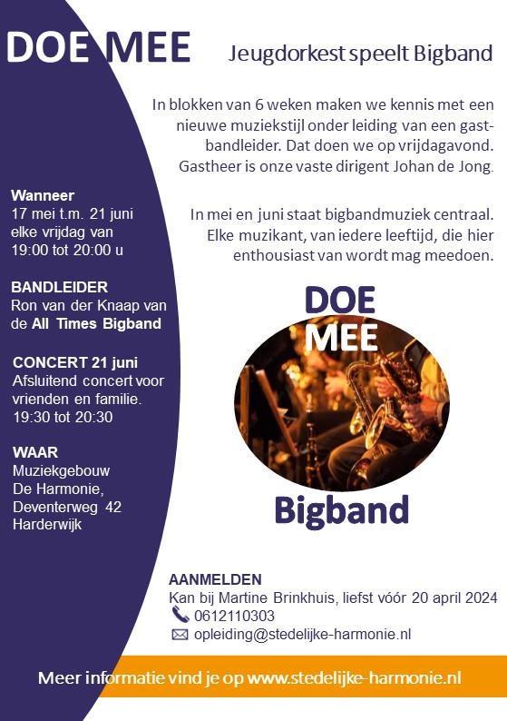 Doe Mee Jeugdorkest speelt Big Band: open inschrijving
